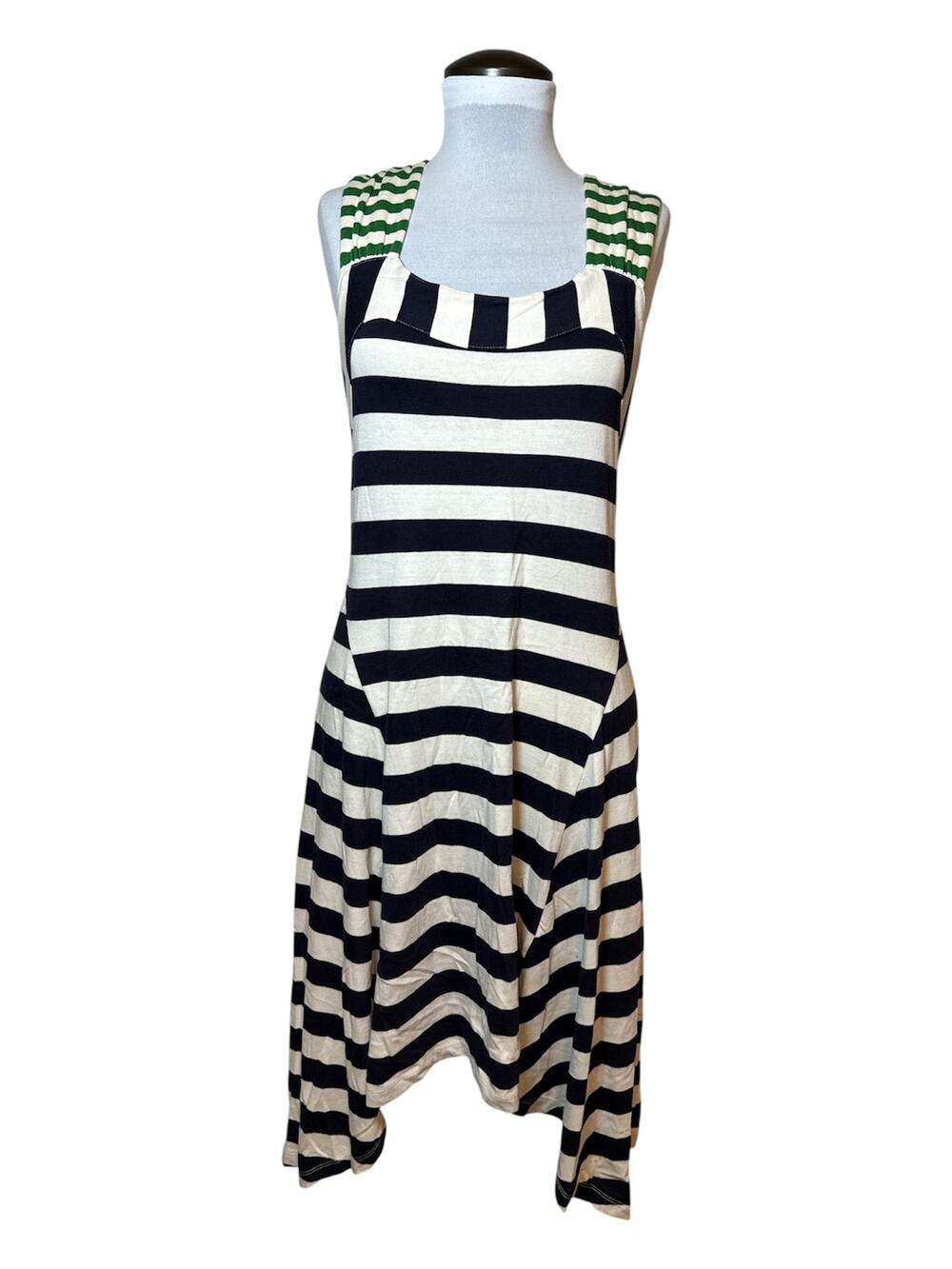 Anthropologie HWR Monogram Split Stripe Dress Asymmetrical Size S